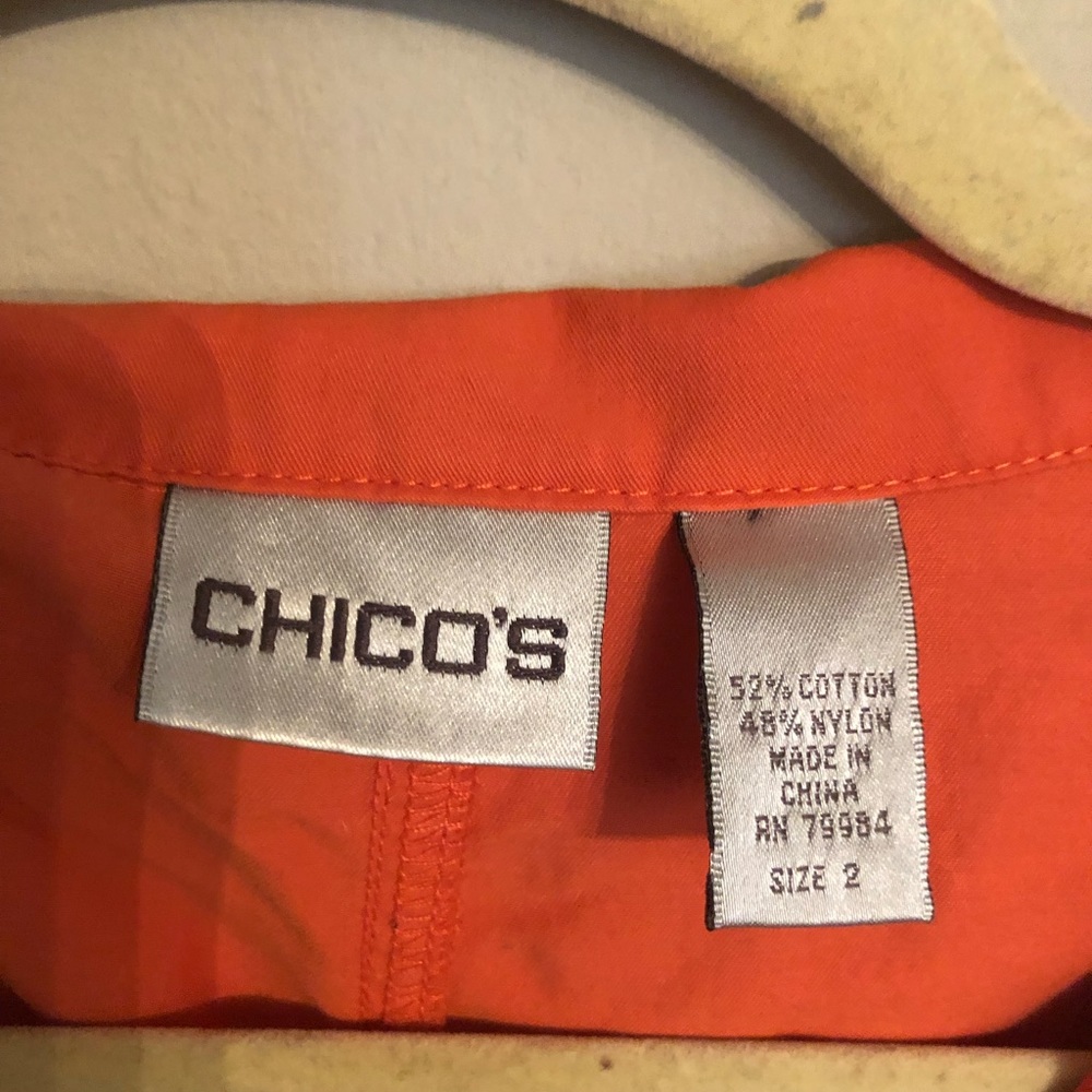 CHICO'S Women Vest Windbreaker Hood Orange Sz-2 - Picture 3 of 5